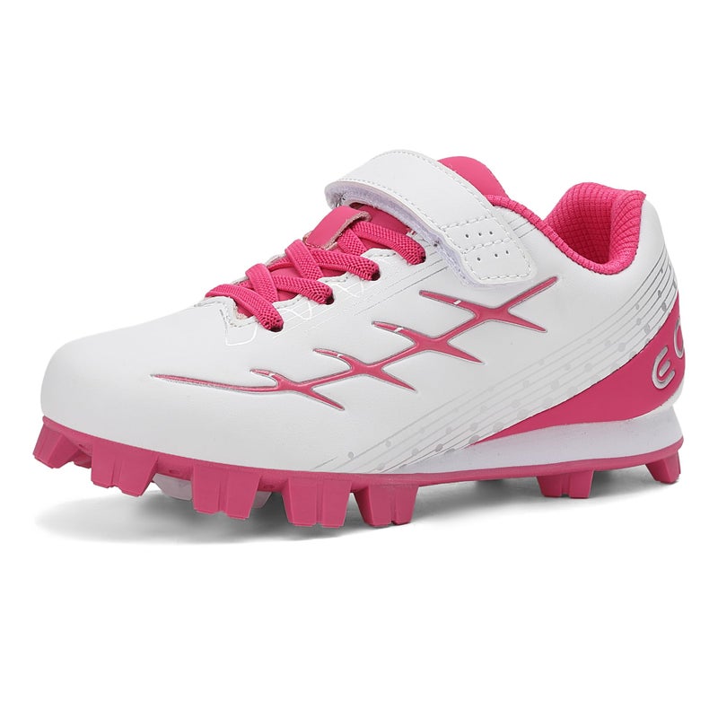 EQW Kids Baseball Cleats for Boys & Girls Softball Cleats | Comfortable, Non-Slip, Durable | Little Kid to Youth Fuchsia/White - Image 1