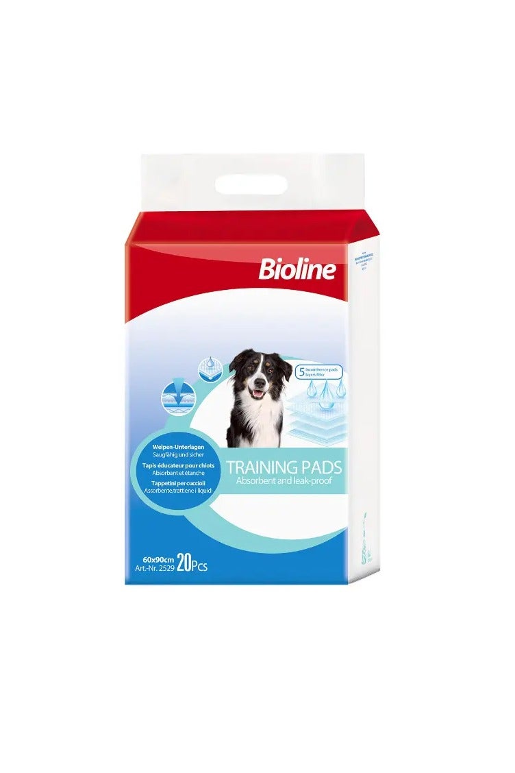 بايولاين مفارش تدريب بيولاين للكلاب 60x90 سم – 20 قطعة | حجم كبير، امتصاص فائق، مانعة للتسرب وتمنع الروائح - Image 1