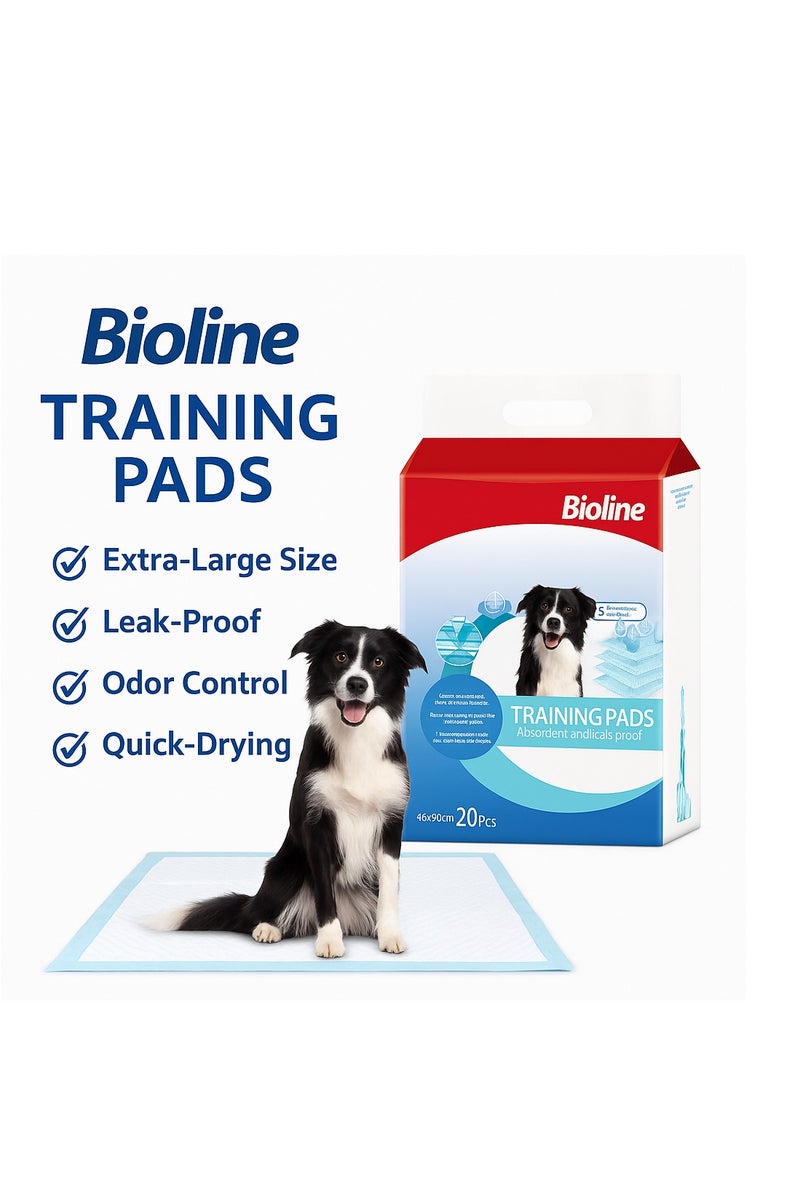 بايولاين مفارش تدريب بيولاين للكلاب 60x90 سم – 20 قطعة | حجم كبير، امتصاص فائق، مانعة للتسرب وتمنع الروائح - Image 2