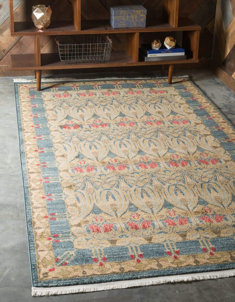 Unique Loom Edinburgh Collection Area Rug - Canmore (4' 1" x 6' 1" Rectangle, Navy Blue/ Tan) - Image 1