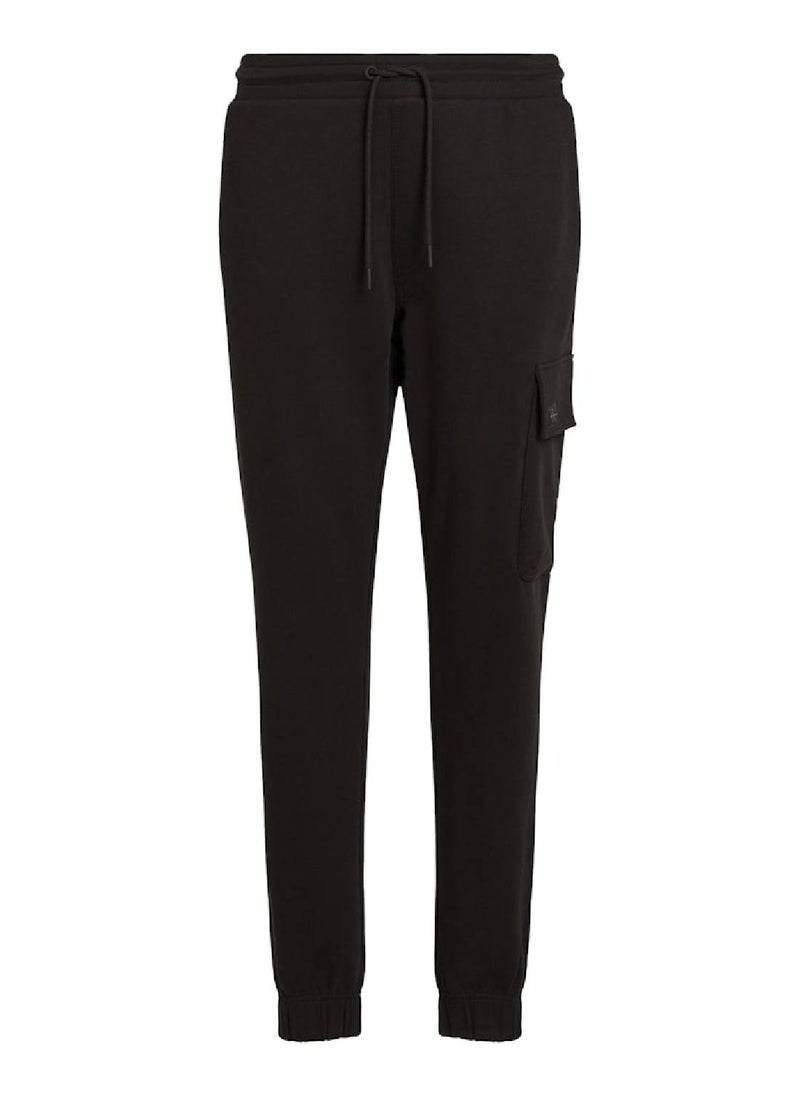 Calvin Klein Jeans Men's Woven Label Sweatpants - Cotton, Black  - Image 2
