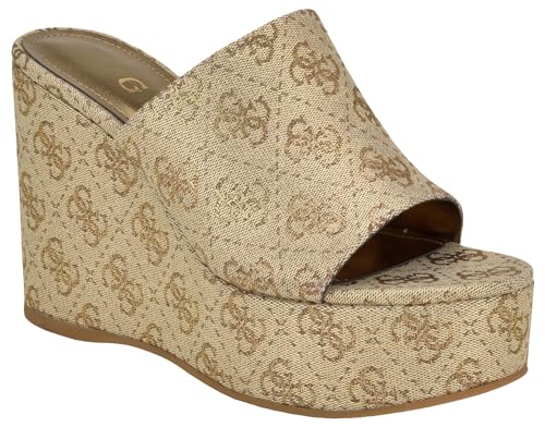 Guess Women's YENISE Wedge Sandal, Gold 710, 8 - Image 1