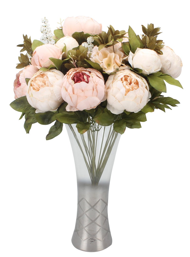 Duovlo Fake Flowers Vintage Artificial Peony Silk Flowers Wedding Home Decoration,Pack of 1 (Light Pink) - Image 3