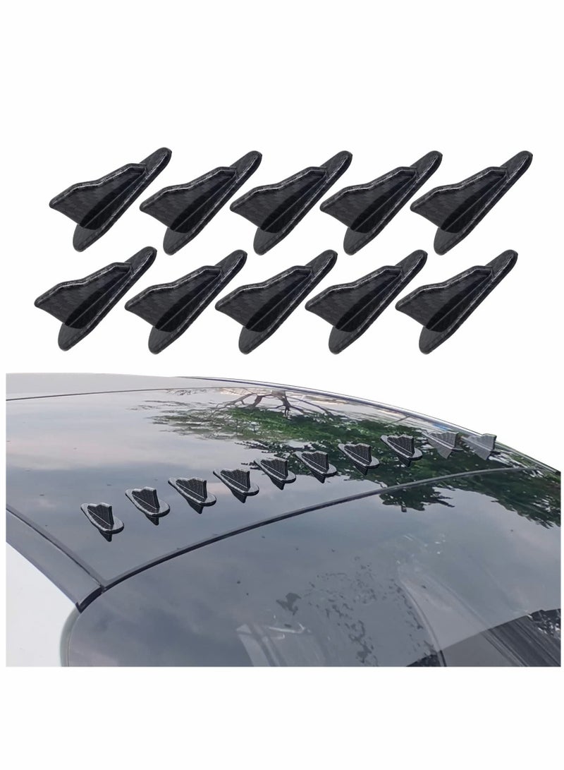 Y&D Diffuser Shark Fin Kit Compatible with Spoiler Roof Wing Air Vortex Generator Car Exterior Accessories Carbon Fiber Black (10 PCS) - Image 1