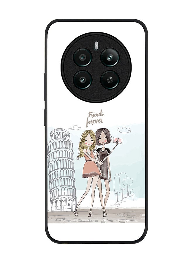 Stylizedd Rugged Black edge case for Realme 12 Plus 5G / Realme 12 4G, Slim fit Soft Case Flexible Anti Drop TPU Gel Thin Cover -  Friends Forever - Image 1