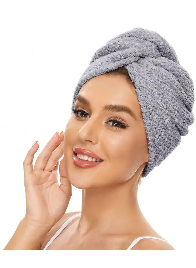 Goolsky غطاء شعر نسائي من الوافل لتجفيف الشعر، قبعة استحمام تركب بسرعة، منشفة شعر ناعمة، قبعة استحمام سميكة من الفليس المرجاني، منشفة رأس نسائية، 1 قطعة - Image 4