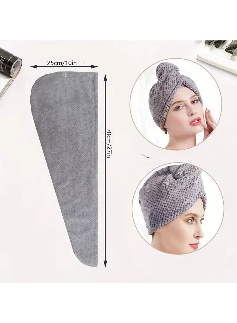 Goolsky غطاء شعر نسائي من الوافل لتجفيف الشعر، قبعة استحمام تركب بسرعة، منشفة شعر ناعمة، قبعة استحمام سميكة من الفليس المرجاني، منشفة رأس نسائية، 1 قطعة - Image 3