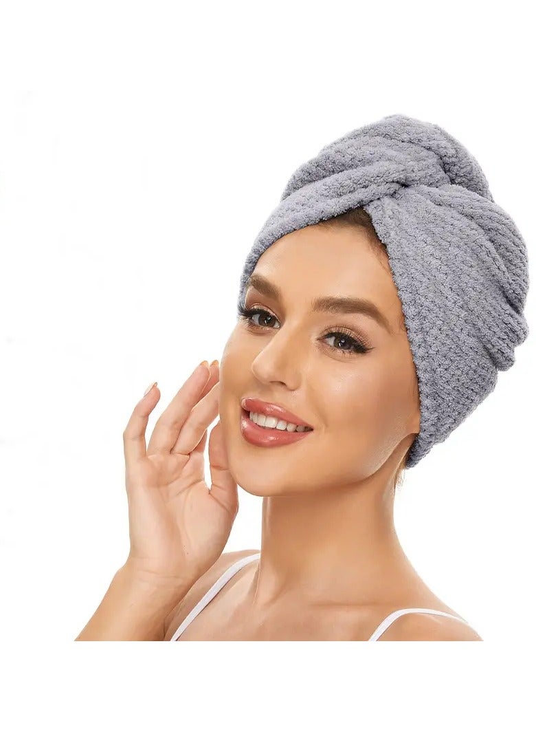 Goolsky غطاء شعر نسائي من الوافل لتجفيف الشعر، قبعة استحمام تركب بسرعة، منشفة شعر ناعمة، قبعة استحمام سميكة من الفليس المرجاني، منشفة رأس نسائية، 1 قطعة - Image 2