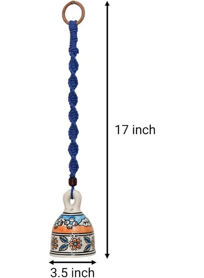Shopping Shots Pack of 5 Ceramic Hand-Painted Large Size (5 inch) Bells Tied with Macrame Knots with 5 Ceramic Hooks Packed in Sophisticated Thermo Safe Box Assorted Print & Colours. - Image 3