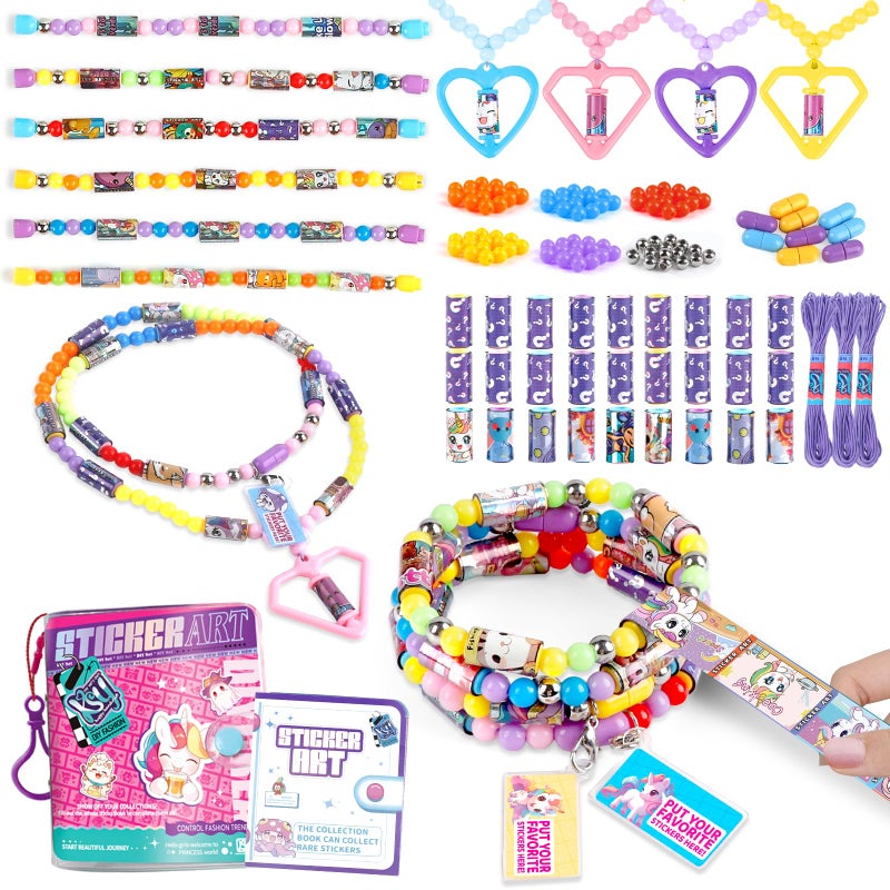 Plunack 960Pcs Waterproof Wearable Shareable Stickers for Kids Bracelet with Sticker Collection Book Craft Sticker Bead Bracelet for Girls Easter Gift Jewelry Making Bracelets Kit for Ages 6 7 8 - Image 2