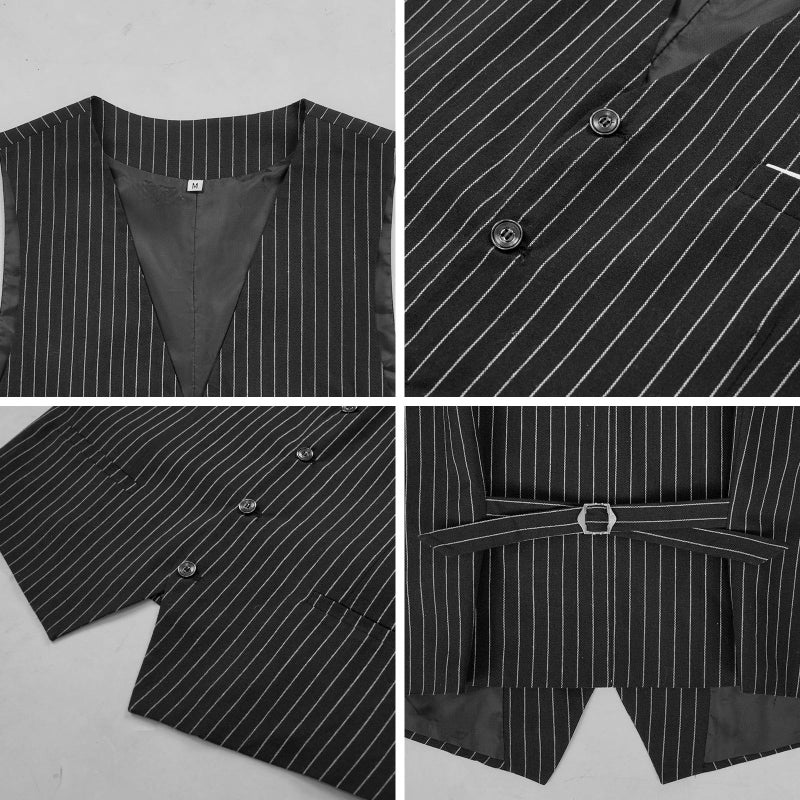 HIGAKI Men's 4 Piece 1920s Suit One Button Vintage Suit,Jacket Vest Pants with Hat(2XL, Z3727HB) - Image 4