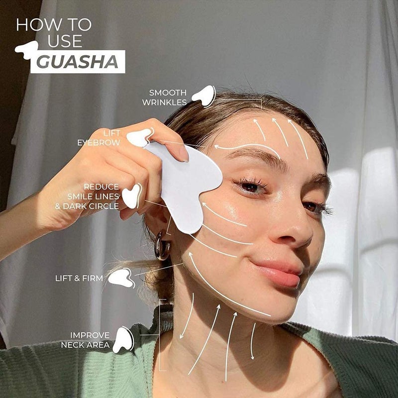 TechPro Gua Sha Facial Tool, Natural Stone For SPA Acupuncture Therapy Trigger Point Treatment, Scraping Massager Tool, Face Roller And Manual Massage Stone For Skin Care - Image 5
