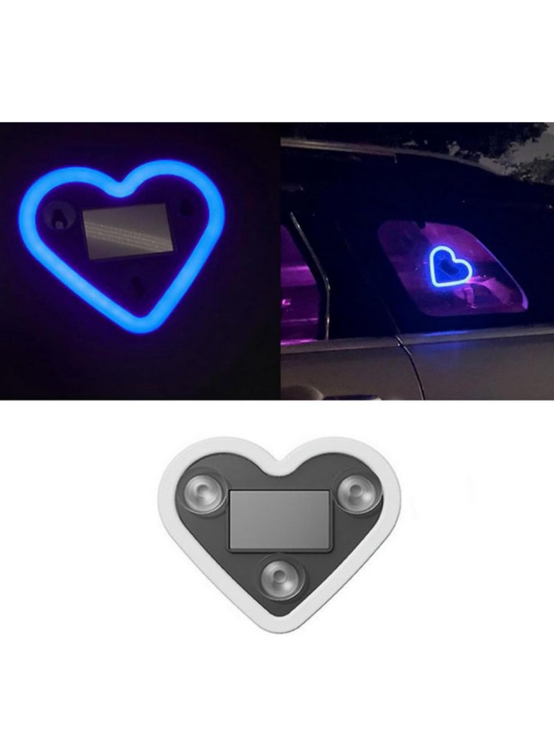 1 قطعة ضوء LED نيون قلبي الشكل للمثلث لسيارة النافذة الخلفية إضاءة جو أحمر لتحسين الرؤية السلامة اكسسوارات زينة داخلية للسيارة أزرق - Image 3