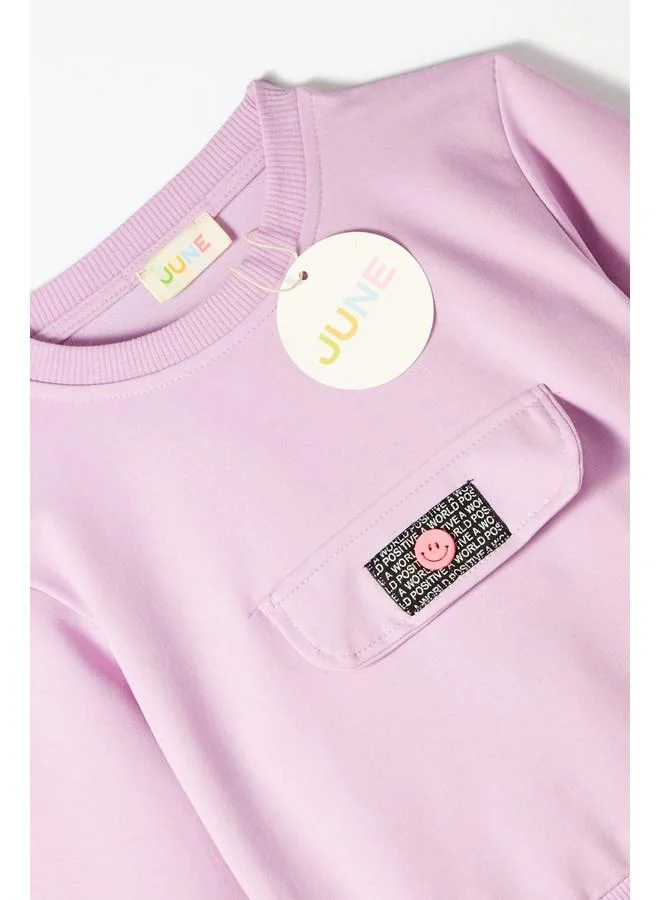 جون June Kids Pocket Flap Detailed 2-Pack Sweatshirt & Sweatpant Set Lilac