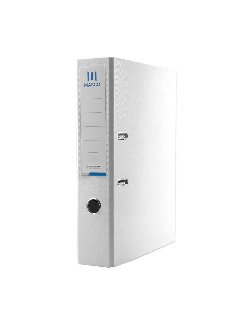 MASCO مجلد صندوق بحجم A4 مع حلقتين، أبيض