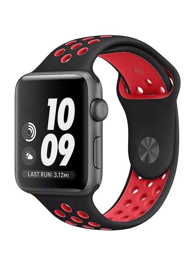 NIBEMINENT Replacement Sport Watch Band For Apple 42millimeter Red/Black