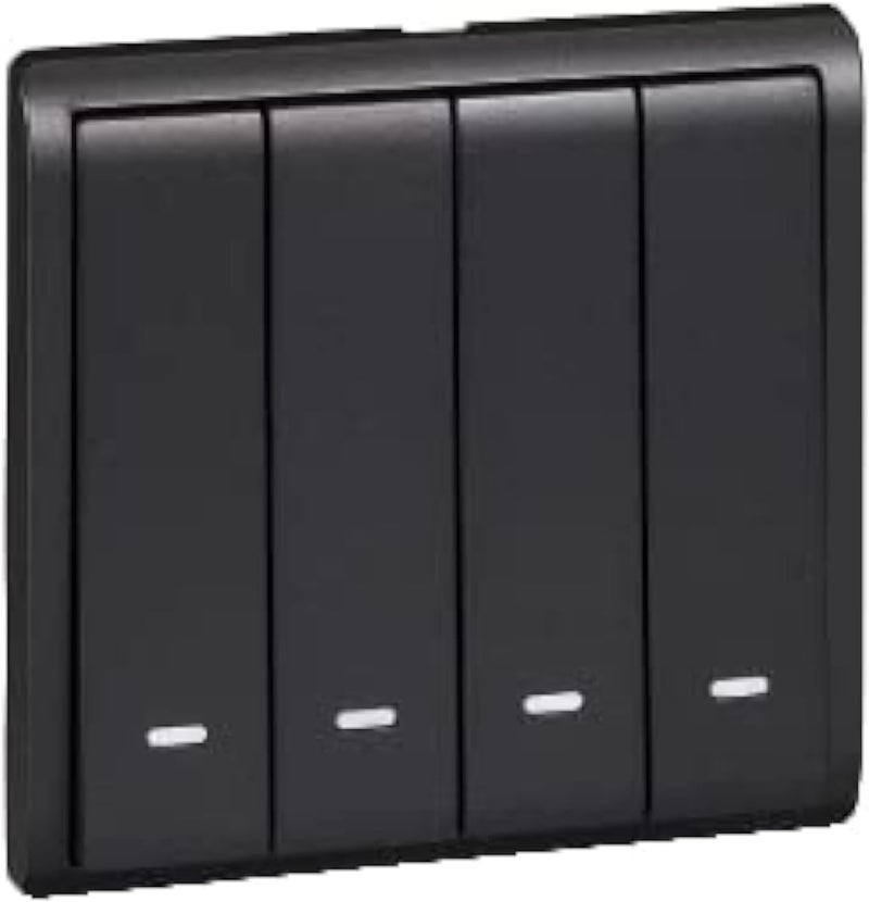 Schneider Electric Pieno 4 Gang Switch - Matte Black - Image 1