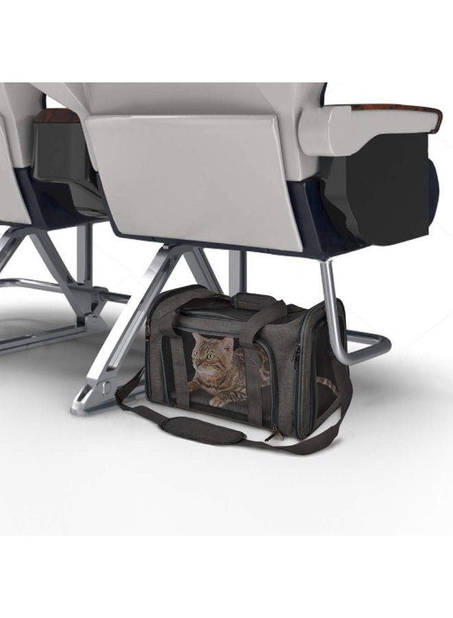حاملات القطط حامل الكلاب الحيوانات الأليفة للقطط الصغيرة والمتوسطة والكلاب والجراء حتى 15 رطلاً، معتمدة من إدارة أمن النقل (TSA) للطيران، ذات جوانب ناعمة، قابلة للطي للسفر - أسود - Image 4