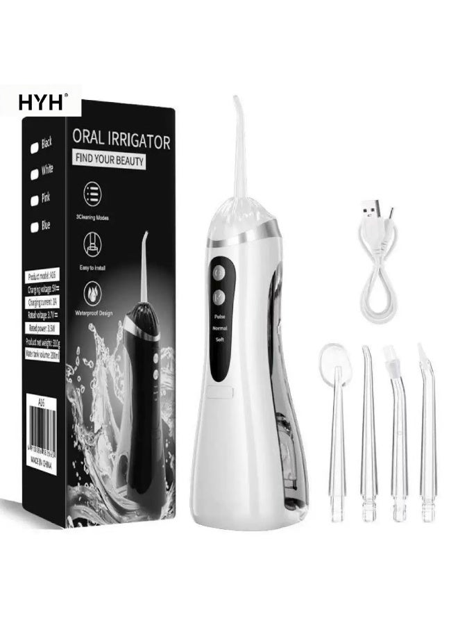 HYH Water Flosser Cordless Teeth Cleaner Water Dental Flossers with 3 Modes 4 Jets Rechargeable IPX7 Waterproof Dental Oral Irrigator for Travel Home Braces( White) - Image 1