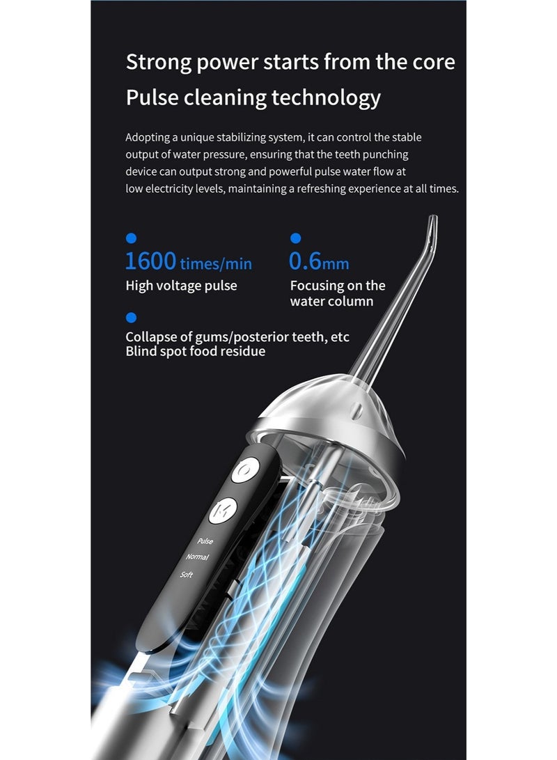 HYH Water Flosser Cordless Teeth Cleaner Water Dental Flossers with 3 Modes 4 Jets Rechargeable IPX7 Waterproof Dental Oral Irrigator for Travel Home Braces( White) - Image 3