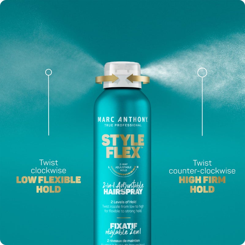 Marc Anthony Flexible to Extra Strong Hold Hair Spray, Style Flex 2-in-1 Adjustable Hairspray for Women & Men - Finishing & Styling Spray for Controlled & Well-Groomed Look - Flake-Free, 9.5 oz - Image 3