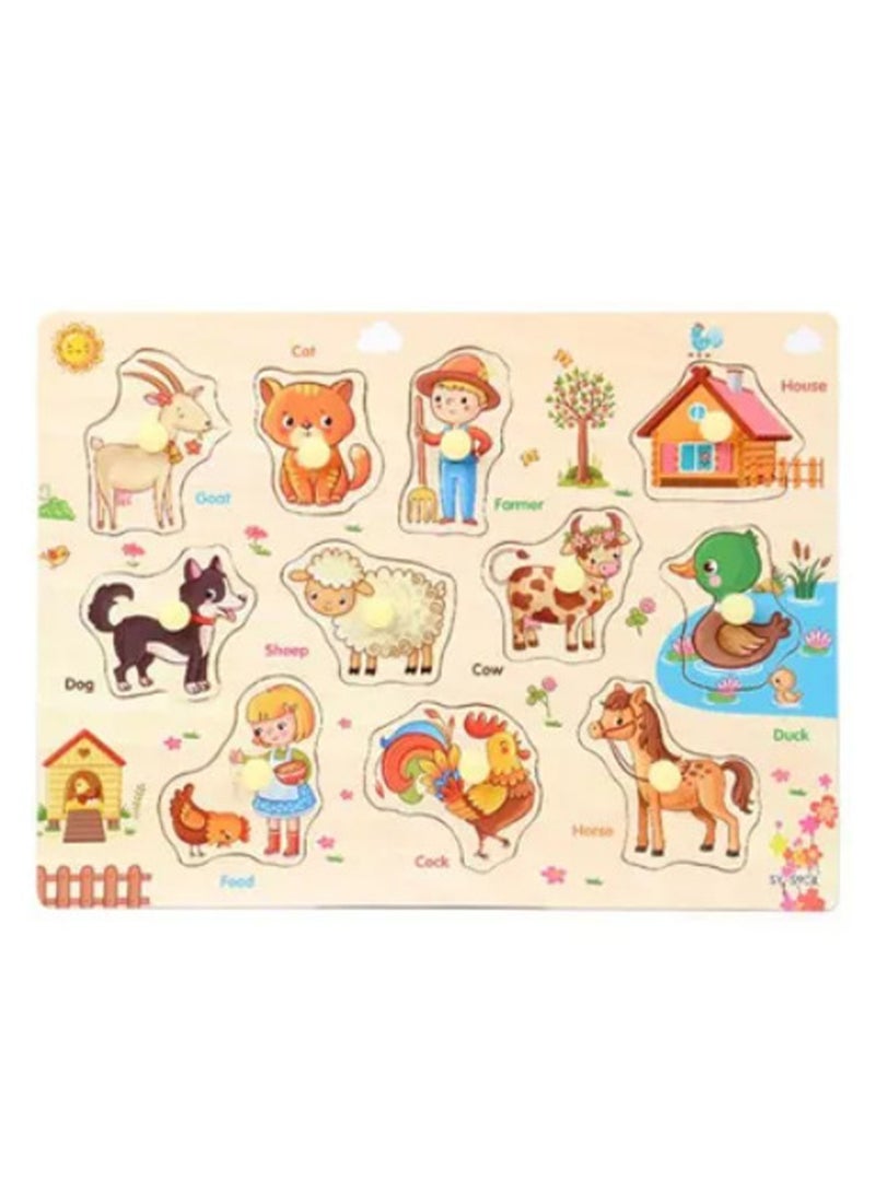 ألغاز الصور المقطوعة من سلسلة حيوانات كرتونية خشبية تعليمية للأطفال، حقيبة هدايا مناسبة للأطفال - Image 1