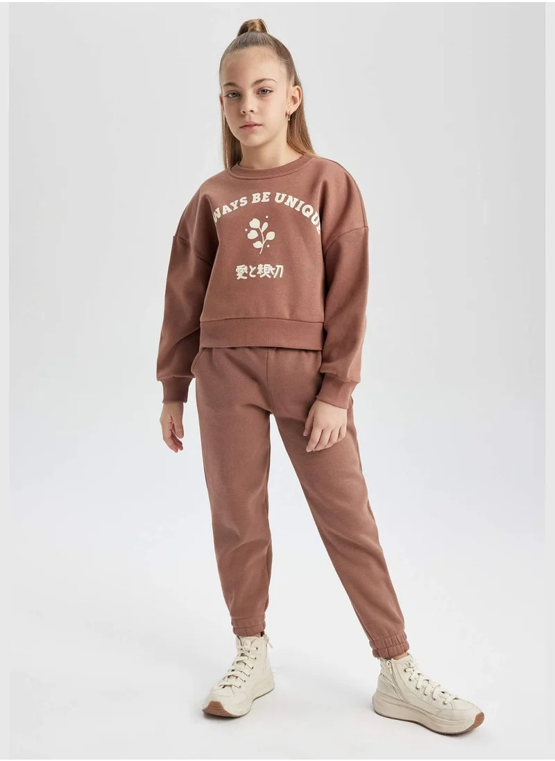 DeFacto Girl Crew Neck Long Sleeve Knitted Sweatshirt