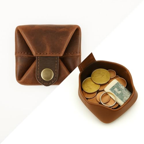 LEATHER TOWN Leather Coin Pouch - Compact Change Holder and Mini Pocket Wallet for Men & Women (Brown) - Image 4