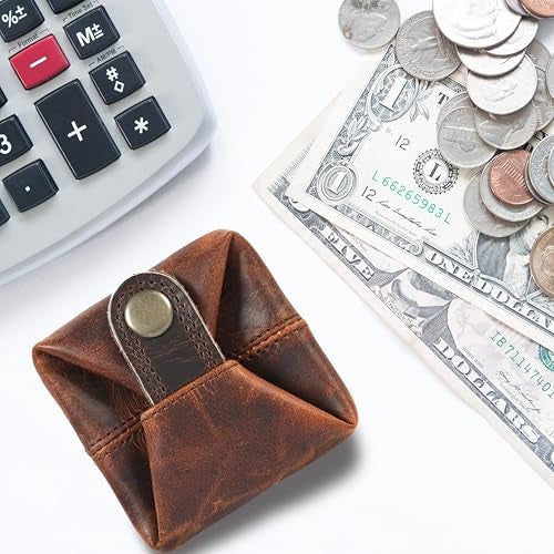 LEATHER TOWN Leather Coin Pouch - Compact Change Holder and Mini Pocket Wallet for Men & Women (Brown) - Image 5