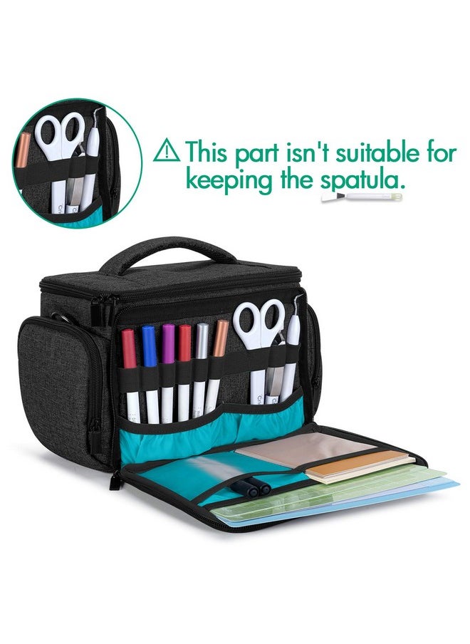 LUXJA - Carrying Bag Compatible With Cricut Joy Carrying Case Compatible With Cricut Joy And Tool Set Tote Compatible With Cricut Joy (With Supplies Storage Sections) Black (Blue Lining) - Image 1