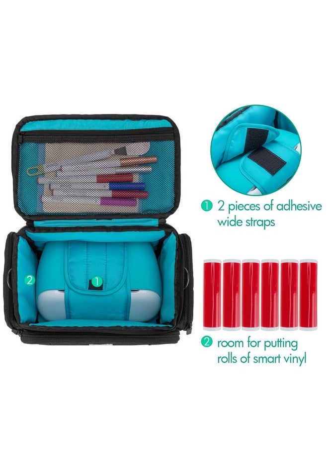 LUXJA - Carrying Bag Compatible With Cricut Joy Carrying Case Compatible With Cricut Joy And Tool Set Tote Compatible With Cricut Joy (With Supplies Storage Sections) Black (Blue Lining) - Image 1