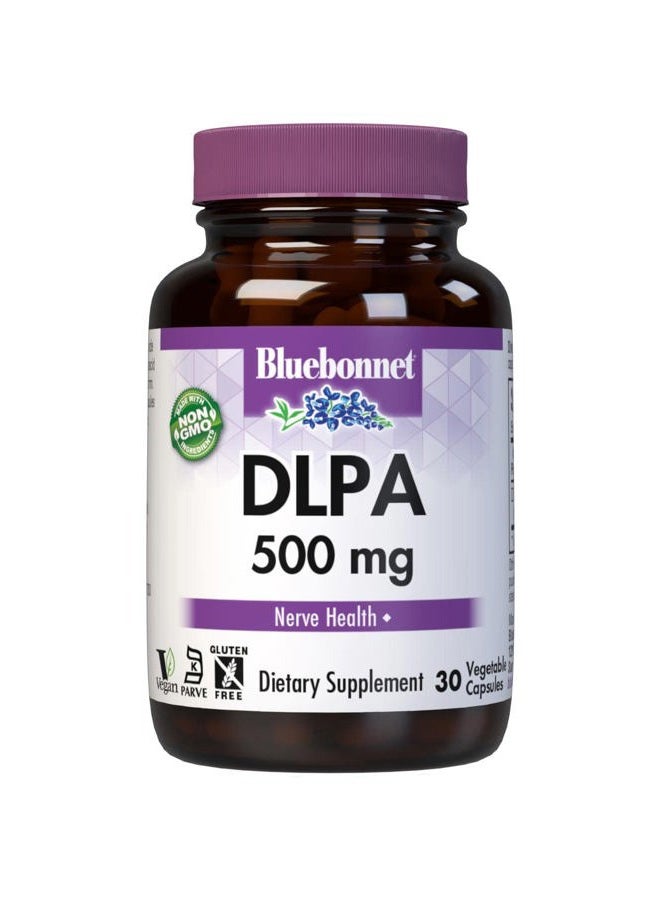 Bluebonnet Nutrition DLPA (DL-Phenylalanine) 500 mg, Free-Form Amino Acid, for Nervous System Support, Soy & Gluten Free, Non-GMO, Kosher, Vegan, 30 Servings, White, 30 Count - Image 1