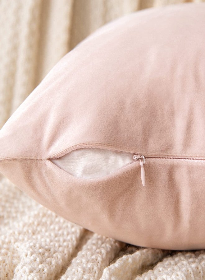EMEMA Pack of 2 Velvet Throw Pillow Covers Decorative Square Pillowcase Soft Solid Cushion Case for Sofa Bedroom Chair Car 18x18 Inch Pink - Image 3