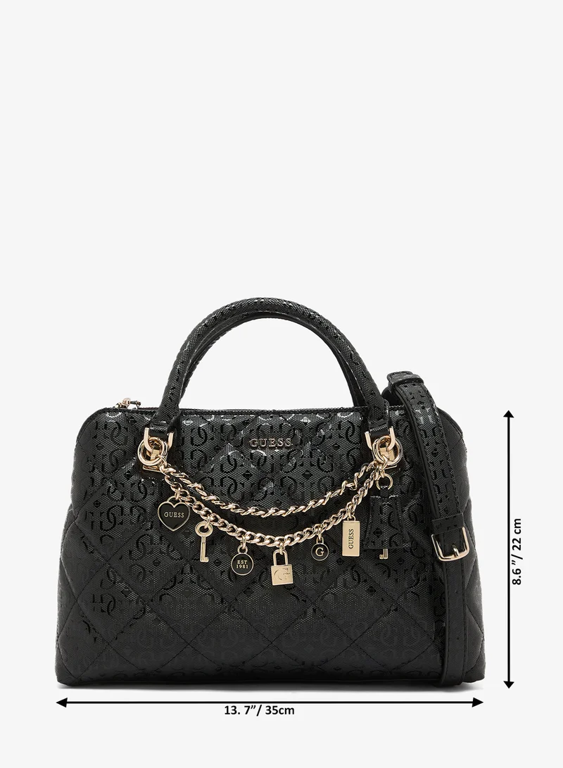 Guess BLACK Libby Satchel Bag for Women | Best Price UAE