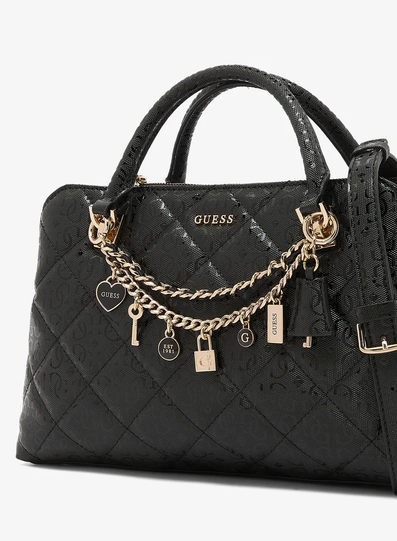 Guess BLACK Libby Satchel Bag for Women | Best Price UAE
