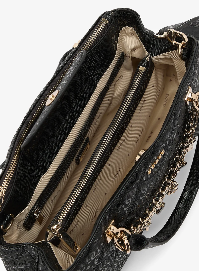 Guess BLACK Libby Satchel Bag for Women | Best Price UAE