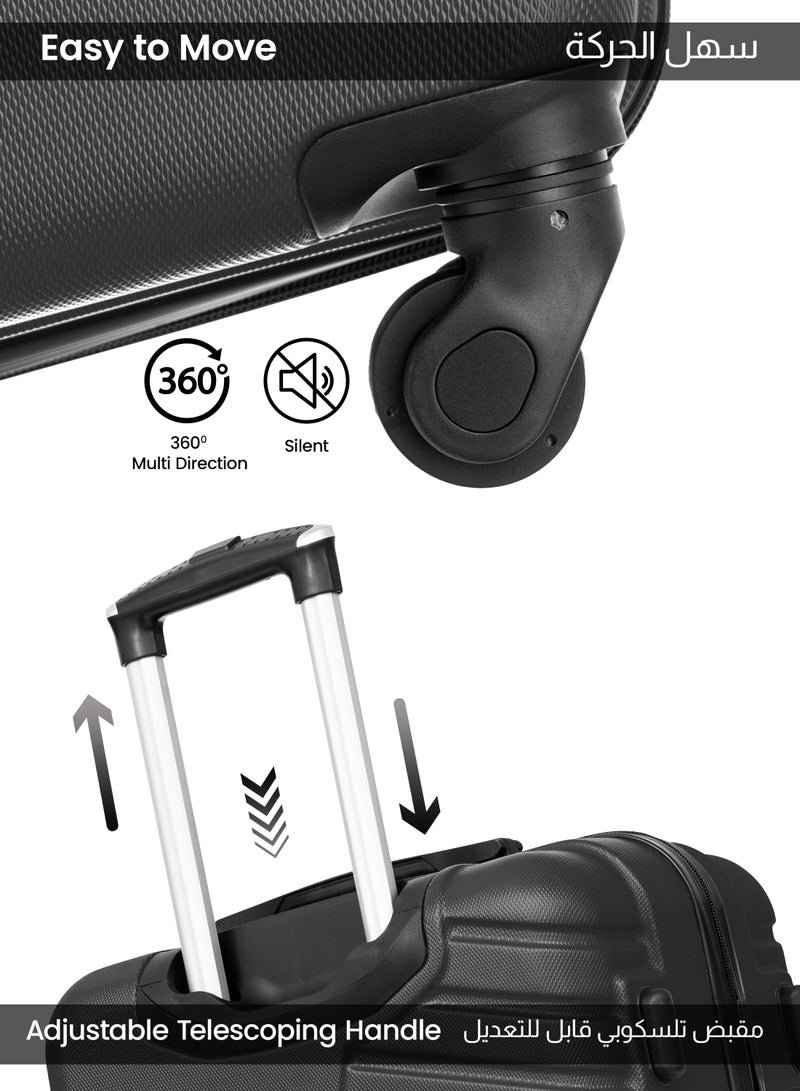 بارا جون مجموعة حقائب سفر مكونة من  قطع | خفيفة الوزن صغيرة  كجم، متوسطة  كجم وكبيرة  كجم  بعجلات دوارة صلبة - رمادي - Image 3