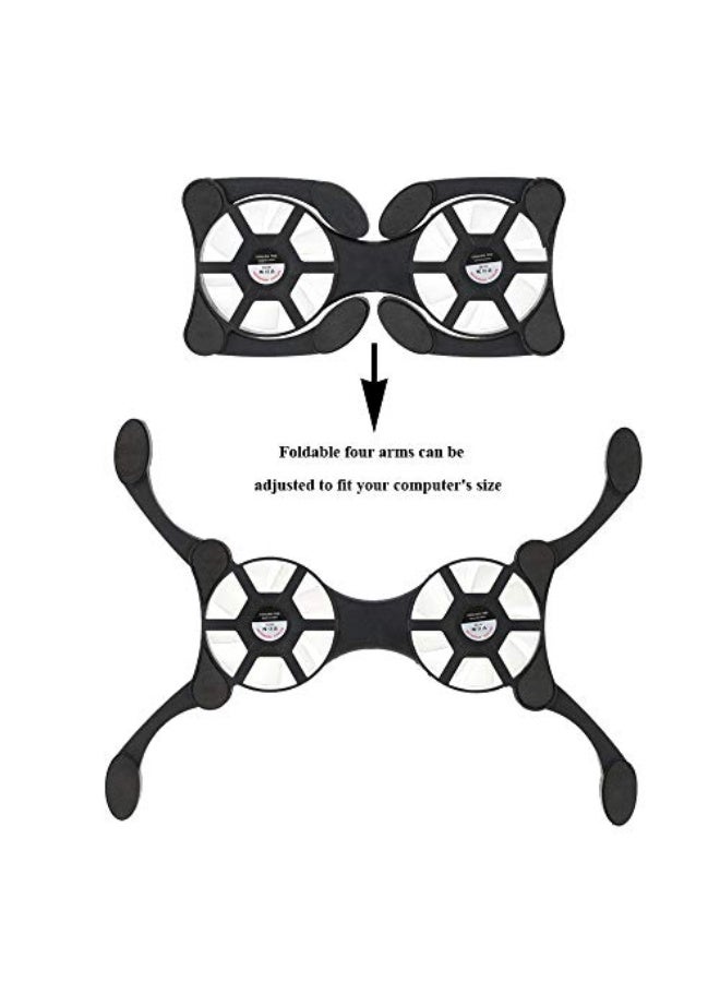 Laptop Cooling Pad with Adjustable Foldable Arms, USB Powered Dual Fan Cooler Stand, Portable Lightweight Laptop Cooling Fan with Quiet Operation, for 7-15 inch Laptops - Image 5