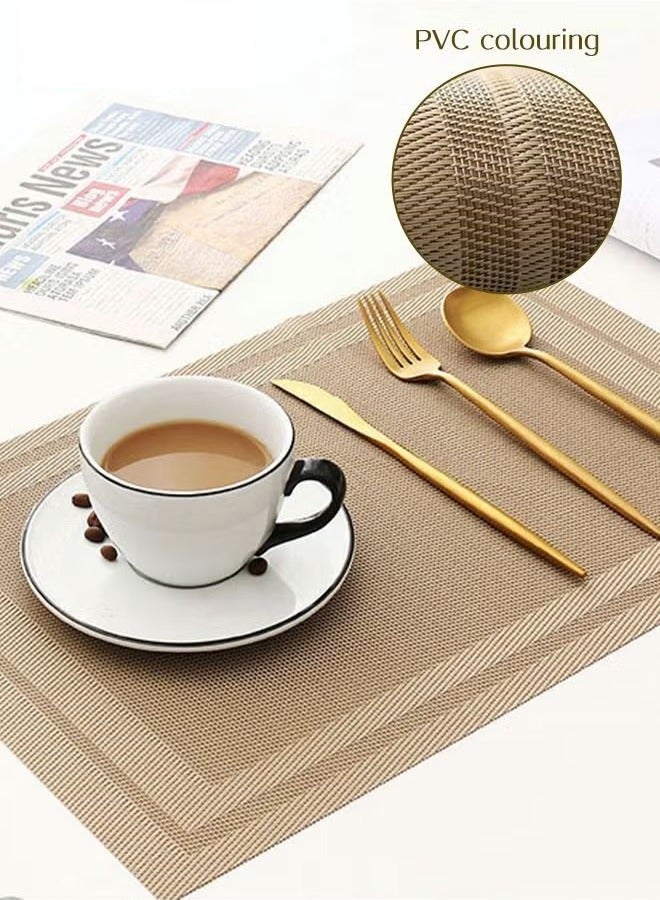 Beauenty 6 Pieces Placemat High-quality PVC Material Heat Insulation Anti-oil Not Easy to Mold Suitable for Home Use Hotel Restaurant Cafe Etc Brown 45x30 cm - Image 2