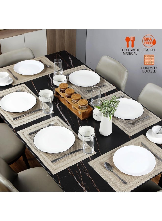 بيوينتي 6 قطع مفرش طاولة عالي الجودة مصنوع من مادة PVC عازل للحرارة ومقاوم للزيوت لا يظهر العفن بسهولة مناسب للاستخدام المنزلي والفنادق والمطاعم والمقاهي لون بني مقاس ٤٥ × ٣٠ سم - Image 4