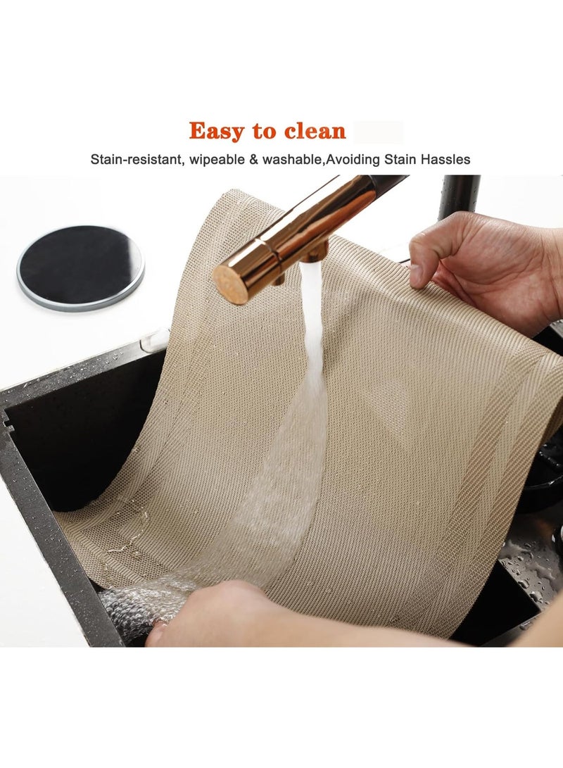 بيوينتي 6 قطع مفرش طاولة عالي الجودة مصنوع من مادة PVC عازل للحرارة ومقاوم للزيوت لا يظهر العفن بسهولة مناسب للاستخدام المنزلي والفنادق والمطاعم والمقاهي لون بني مقاس ٤٥ × ٣٠ سم - Image 5