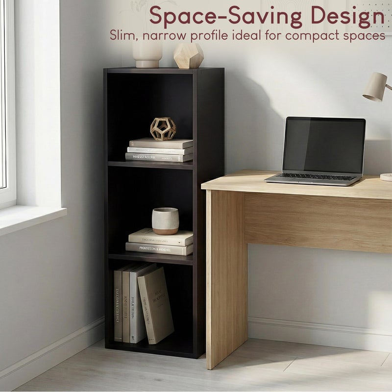 Vida Designs Oxford 3 Tier Cube Bookcase, Black Wooden Shelving Display Storage Unit Office Living Room Furniture - Image 2