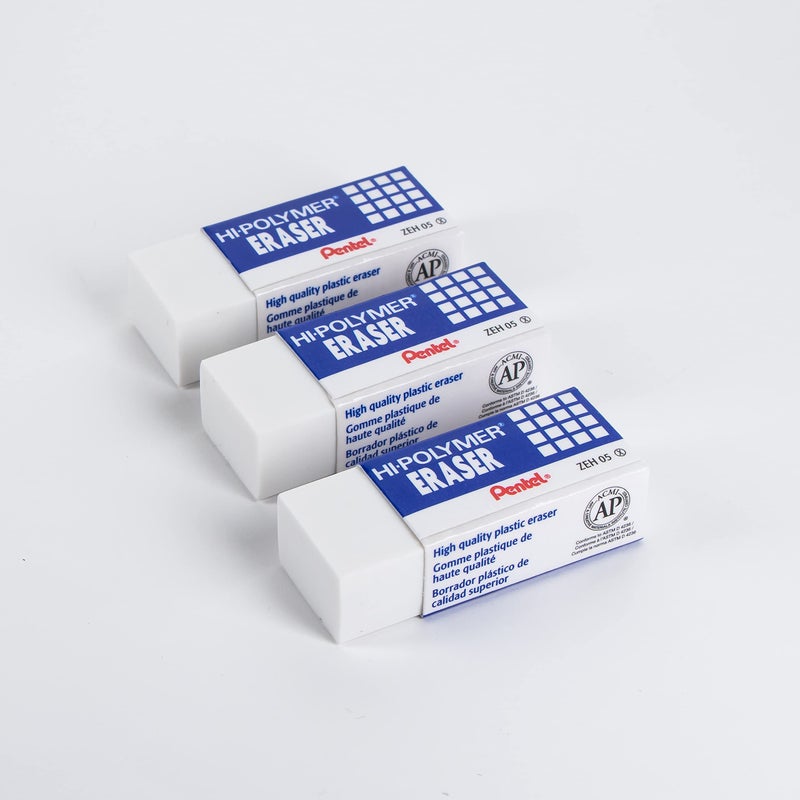 Pentel Hi-Polymer Block Eraser, Small, 3 Pack (ZEH05BP2F) - Image 2
