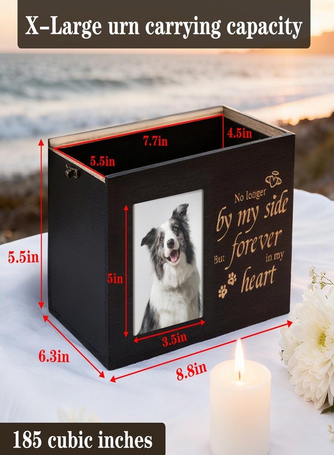 RINVEE Pet Urns for Dogs or Cats Ashes with Photo Frame, Wooden Memory Box for Keepsakes with Black Flannel as Lining, Pet Memorial Gifts for Dogs (Black X-Large) - Image 2