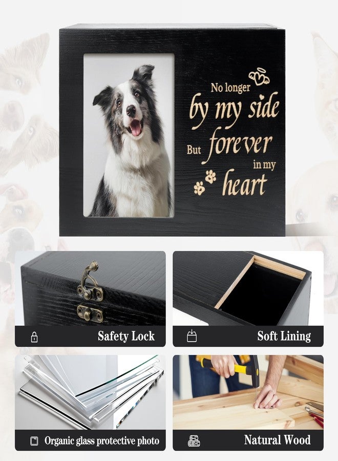 RINVEE Pet Urns for Dogs or Cats Ashes with Photo Frame, Wooden Memory Box for Keepsakes with Black Flannel as Lining, Pet Memorial Gifts for Dogs (Black X-Large) - Image 4