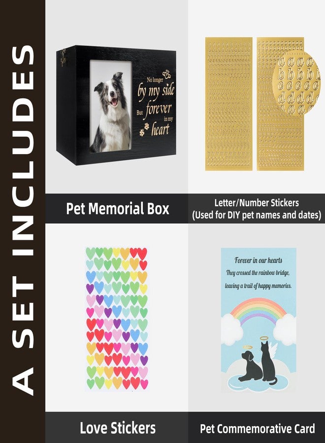 RINVEE Pet Urns for Dogs or Cats Ashes with Photo Frame, Wooden Memory Box for Keepsakes with Black Flannel as Lining, Pet Memorial Gifts for Dogs (Black X-Large) - Image 3