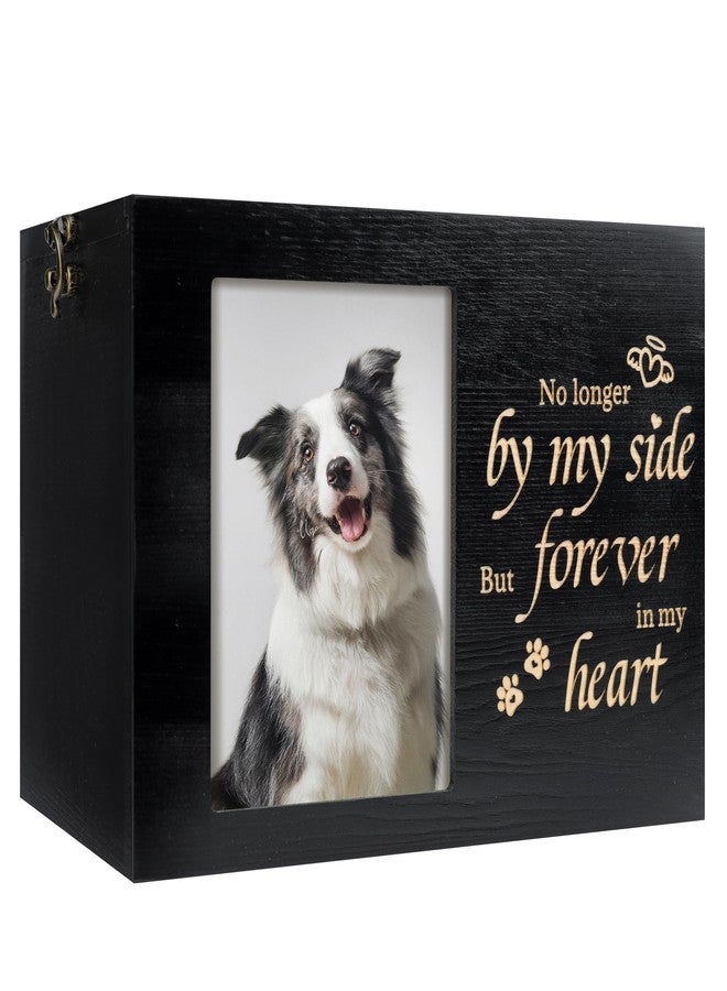 RINVEE Pet Urns for Dogs or Cats Ashes with Photo Frame, Wooden Memory Box for Keepsakes with Black Flannel as Lining, Pet Memorial Gifts for Dogs (Black X-Large) - Image 1