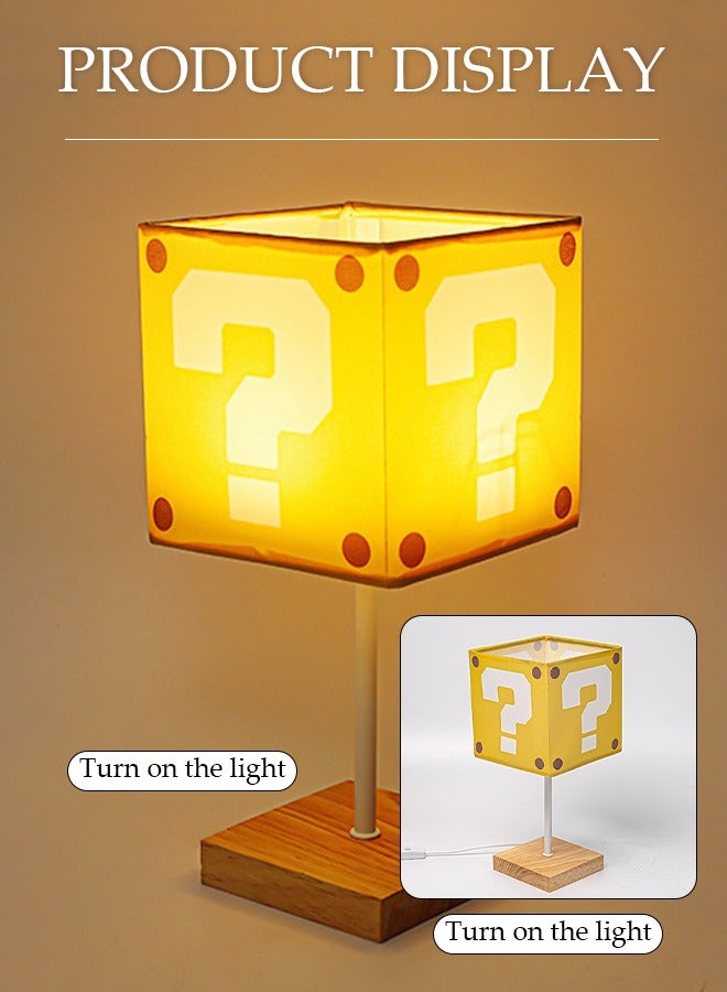 DUNISO مصباح طاولة بجانب السرير، مصباح مكتب قماشي موفر للطاقة بتقنية LED، مصباح غرفة نوم بظل مربع من الخشب الصلب، نموذج بقدم عالية، سطوع ضوء دافئ ثابت، مناسب لغرفة المعيشة، الدراسة وغرفة النوم - Image 4