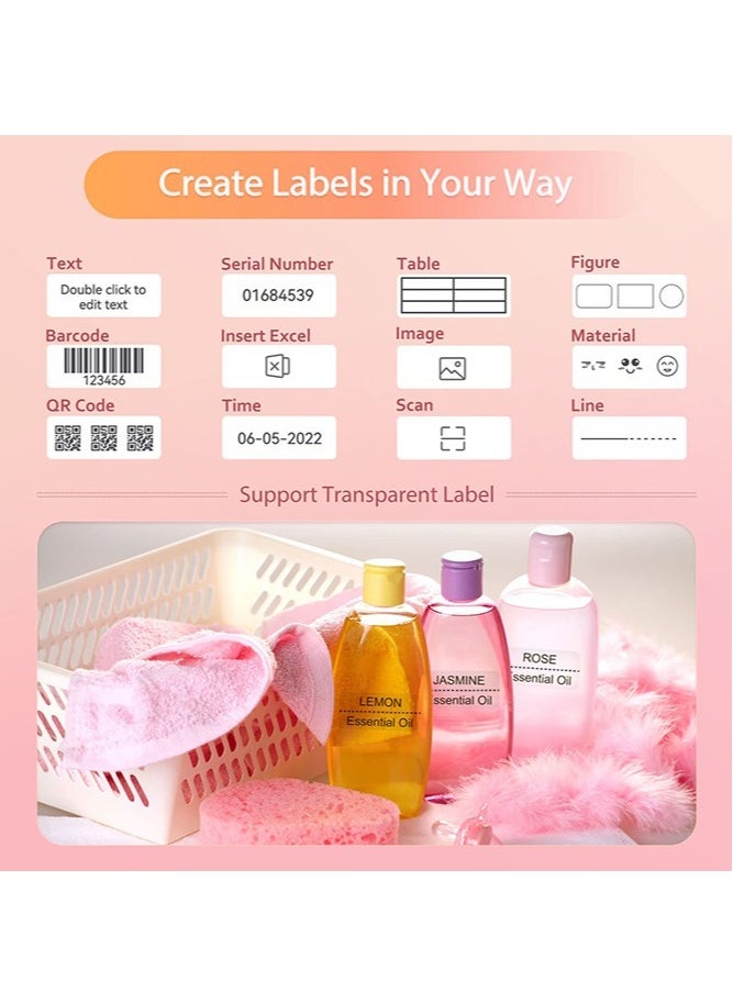 NIIMBOT - D11 Label Maker Machine Portable Bluetooth Sticker Label Printer with 1 Roll 12*40mm White Tape, USB Rechargeable, Inkless Thermal Label Maker with 10-15mm Print Width, Ideal for Office Home Organization and Small Business Supplies, Pink - Image 1