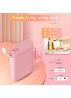 NIIMBOT D11 Label Maker Machine Portable Bluetooth Sticker Label Printer with 1 Roll 12*40mm White Tape, USB Rechargeable, Inkless Thermal Label Maker with 10-15mm Print Width, Ideal for Office Home Organization and Small Business Supplies, Pink  - Image 5